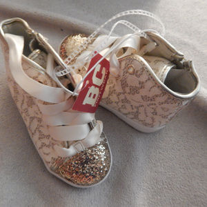 New Satin and Glitter Toddler Sneakers Size 7